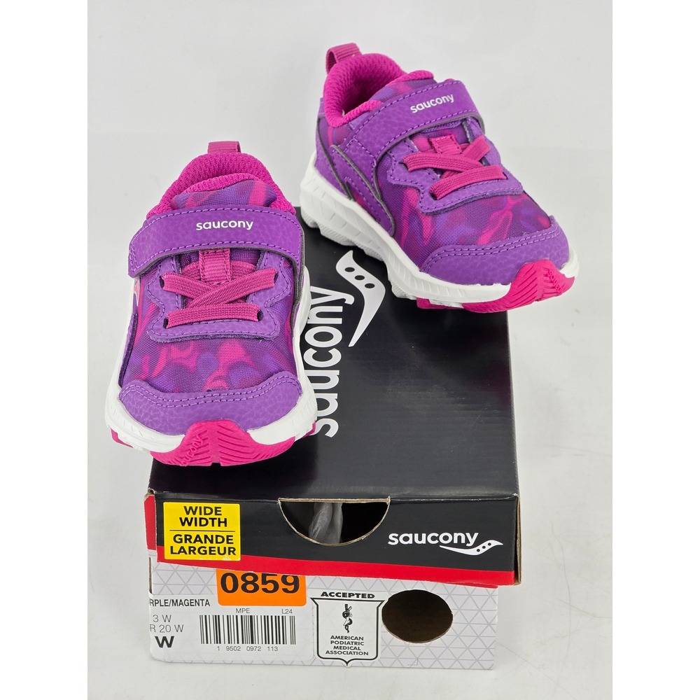 Saucony Ride 20 Sneakers Toddler 3 W Purple Magenta Hook Loop - New
